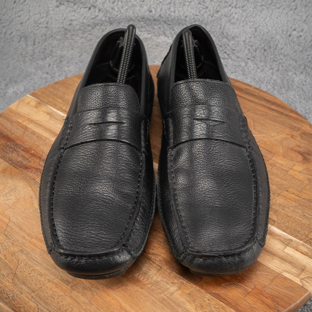 Bruno Magli Taranto Driver Black Signature Leather Loafers Men's Size 9 - Picture 2 of 7